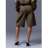 image:imageMakeMeChic Womens Bermuda Shorts Low Waist Knee Length Wide Leg Old Money ShortsMocha Brown