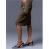 image:imageMakeMeChic Womens Bermuda Shorts Low Waist Knee Length Wide Leg Old Money ShortsMocha Brown