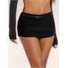 image:imageMakeMeChic Womens Black Skirt with Shorts Y2K Mini Shorts Belted Low Waisted Micro SkortsBlack