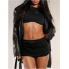 image:imageMakeMeChic Womens Black Skirt with Shorts Y2K Mini Shorts Belted Low Waisted Micro SkortsBlack