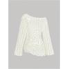 image:imageMakeMeChic Womens Boho Tops Crochet Sweater Long Sleeve Asymmetrical Knit Beach Cover UpWhite