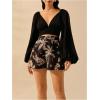 image:imageMakeMeChic Womens Boho Tropical Print Shorts Wide Leg High Waisted Beach ShortsBlack Leopard
