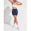 image:imageMakeMeChic Womens Casual High Waisted Button Front Denim Skort Asymmetrical Hem Jean Skirt ShortsDark Wash