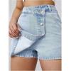 image:imageMakeMeChic Womens Casual High Waisted Button Front Denim Skort Asymmetrical Hem Jean Skirt ShortsLight Wash