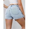 image:imageMakeMeChic Womens Casual High Waisted Button Front Denim Skort Asymmetrical Hem Jean Skirt ShortsLight Wash