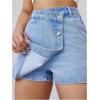 image:imageMakeMeChic Womens Casual High Waisted Button Front Denim Skort Asymmetrical Hem Jean Skirt ShortsLight Wash a