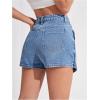image:imageMakeMeChic Womens Casual High Waisted Button Front Denim Skort Asymmetrical Hem Jean Skirt ShortsMedium Wash B