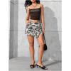 image:imageMakeMeChic Womens Casual High Waisted Button Front Denim Skort Asymmetrical Hem Jean Skirt ShortsMulticolor a