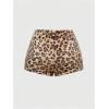 image:imageMakeMeChic Womens Cheetah Print Bow Mini Shorts Faux Fur Fuzzy Straight Leg Y2K Fall Micro ShortsBrown