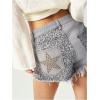 image:imageMakeMeChic Womens Cheetah Print Denim Shorts Raw Trim Straight Leg Summer Y2K Jean ShortsBlue