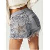 image:imageMakeMeChic Womens Cheetah Print Denim Shorts Raw Trim Straight Leg Summer Y2K Jean ShortsBlue