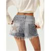 image:imageMakeMeChic Womens Cheetah Print Denim Shorts Raw Trim Straight Leg Summer Y2K Jean ShortsBlue