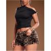 image:imageMakeMeChic Womens Cheetah Print Faux Fur Fuzzy Micro Shorts Elastic Waist Straight Leg Mini ShortsBrown
