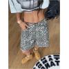 image:imageMakeMeChic Womens Cheetah Print Wide Leg Bermuda Shorts Low Waist Raw Hem Y2k ShortsBrown