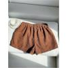 image:imageMakeMeChic Womens Corduroy Shorts Elastic Waist Wide Leg Lounge ShortsBrown