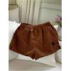 image:imageMakeMeChic Womens Corduroy Shorts Elastic Waist Wide Leg Lounge ShortsBrown