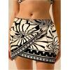 image:imageMakeMeChic Womens Cover Up Skirt Sarong Wrap Skirts Boho Tie Side Graphic Print Holiday Summer Beach OutfitsBlack and White