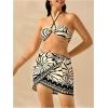 image:imageMakeMeChic Womens Cover Up Skirt Sarong Wrap Skirts Boho Tie Side Graphic Print Holiday Summer Beach OutfitsBlack and White