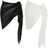 image:imageMakeMeChic Womens Cover Up Skirts Mesh Sheer Tie Dye Sarongs Knot Side Boho Summer Beach OutfitsBlack and White