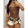 image:imageMakeMeChic Womens Cow Print Shorts Summer Micro Mini Fur Shorts Fuzzy Low Waisted Western Cowgirl OutfitsMulticolor