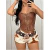 image:imageMakeMeChic Womens Cow Print Shorts Summer Micro Mini Fur Shorts Fuzzy Low Waisted Western Cowgirl OutfitsMulticolor