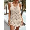 image:imageMakeMeChic Womens Crochet Beach Cover Ups Dress Open Back Drawstring Swimsuit Bathing Suit Cover UpApricot