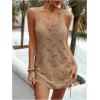 image:imageMakeMeChic Womens Crochet Beach Cover Ups Dress Open Back Drawstring Swimsuit Bathing Suit Cover UpKhaki