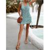 image:imageMakeMeChic Womens Crochet Beach Cover Ups Dress Open Back Drawstring Swimsuit Bathing Suit Cover UpMint Green