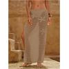 image:imageMakeMeChic Womens Crochet Cover Up Long Skirt 3D Floral Split Hollow Out Beach Summer SwimwearApricot