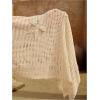 image:imageMakeMeChic Womens Crochet Cover Up Long Skirt 3D Floral Split Hollow Out Beach Summer SwimwearBeige