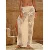 image:imageMakeMeChic Womens Crochet Cover Up Long Skirt 3D Floral Split Hollow Out Beach Summer SwimwearBeige