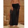 image:imageMakeMeChic Womens Crochet Cover Up Long Skirt 3D Floral Split Hollow Out Beach Summer SwimwearBlack