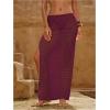 image:imageMakeMeChic Womens Crochet Cover Up Long Skirt 3D Floral Split Hollow Out Beach Summer SwimwearMaroon