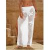 image:imageMakeMeChic Womens Crochet Cover Up Long Skirt 3D Floral Split Hollow Out Beach Summer SwimwearWhite
