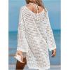 image:imageMakeMeChic Womens Crochet Cover Up Sexy Hollow Out Swim Knit Cover Up Summer Beach DressWhite