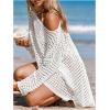 image:imageMakeMeChic Womens Crochet Cover Up Sexy Hollow Out Swim Knit Cover Up Summer Beach DressWhite
