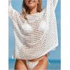 image:imageMakeMeChic Womens Crochet Cover Up Sexy Hollow Out Swim Knit Cover Up Summer Beach DressWhite