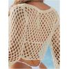 image:imageMakeMeChic Womens Crochet Cover Up Top Hollow Out Long Sleeve Swimsuit CoverupApricot