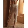 image:imageMakeMeChic Womens Crochet Fringe Swimsuit Coverup Skirt Elastic Waist Summer Beach Cover UpsBeige