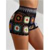 image:imageMakeMeChic Womens Crochet Swim Cover Up Shorts Sheer Hollow Out Summer Shorts Beach Vacation OutfitsBlack