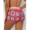 image:imageMakeMeChic Womens Crochet Swim Cover Up Shorts Sheer Hollow Out Summer Shorts Beach Vacation OutfitsHot Pink