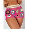 image:imageMakeMeChic Womens Crochet Swim Cover Up Shorts Sheer Hollow Out Summer Shorts Beach Vacation OutfitsHot Pink