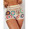 image:imageMakeMeChic Womens Crochet Swim Cover Up Shorts Sheer Hollow Out Summer Shorts Beach Vacation OutfitsMulticolor