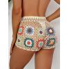 image:imageMakeMeChic Womens Crochet Swim Cover Up Shorts Sheer Hollow Out Summer Shorts Beach Vacation OutfitsMulticolor