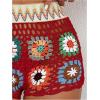 image:imageMakeMeChic Womens Crochet Swim Cover Up Shorts Sheer Hollow Out Summer Shorts Beach Vacation OutfitsRed