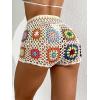 image:imageMakeMeChic Womens Crochet Swim Cover Up Shorts Sheer Hollow Out Summer Shorts Beach Vacation OutfitsWhite