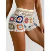 image:imageMakeMeChic Womens Crochet Swim Cover Up Shorts Sheer Hollow Out Summer Shorts Beach Vacation OutfitsWhite