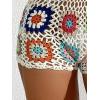 image:imageMakeMeChic Womens Crochet Swim Cover Up Shorts Sheer Hollow Out Summer Shorts Beach Vacation OutfitsWhite