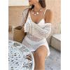 image:imageMakeMeChic Womens Crochet Swimsuit Cover Up V Neck Hollow Out Backless Beach Dress CoverupBeige
