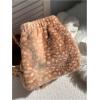 image:imageMakeMeChic Womens Deer Print Faux Fur Micro Shorts Low Waist Straight Leg ShortsBrown